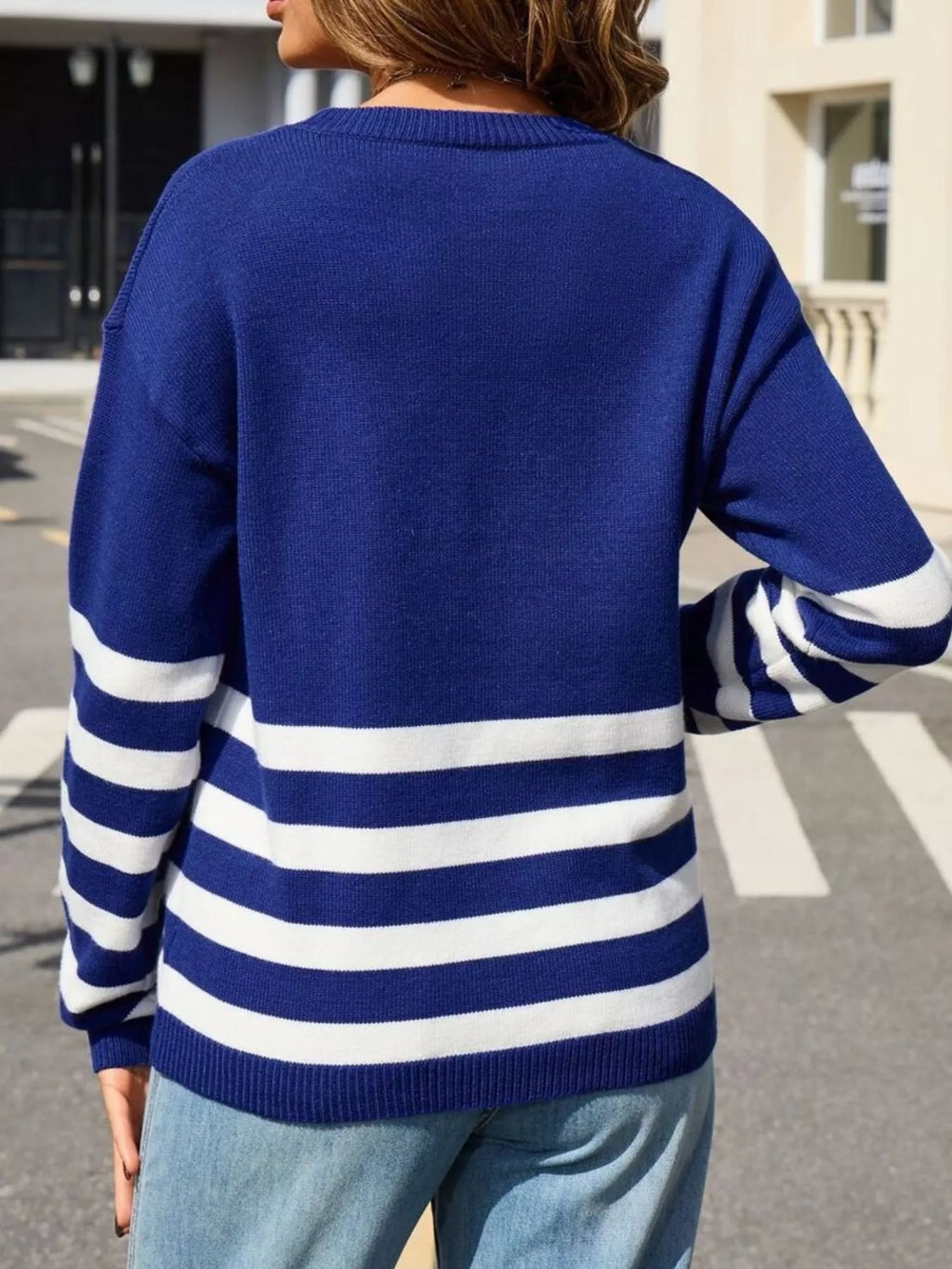 Striped Trim Crew Neck Sweater (17)