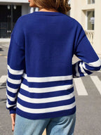 Striped Trim Crew Neck Sweater (17)