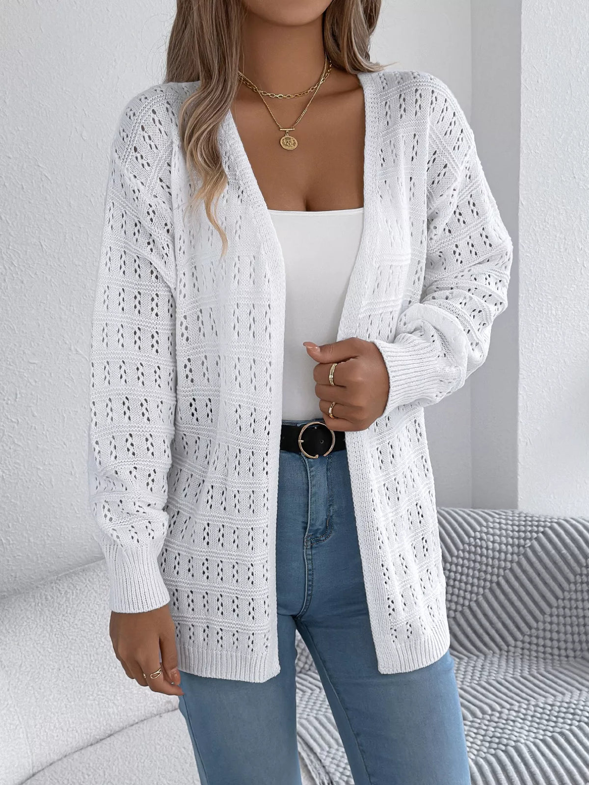 Open-front Crochet Knit Cardigan (4)