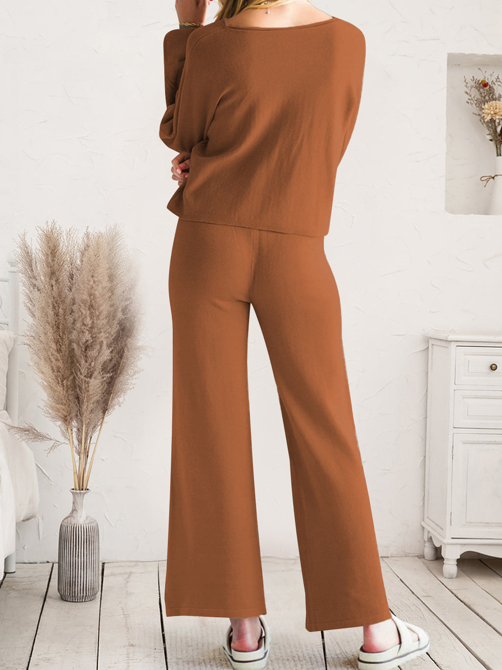 Long Sleeve Lounge Top Drawstring Pants Set (15)