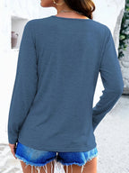 Crisscross V-neck Long Sleeve T-shirt (21)