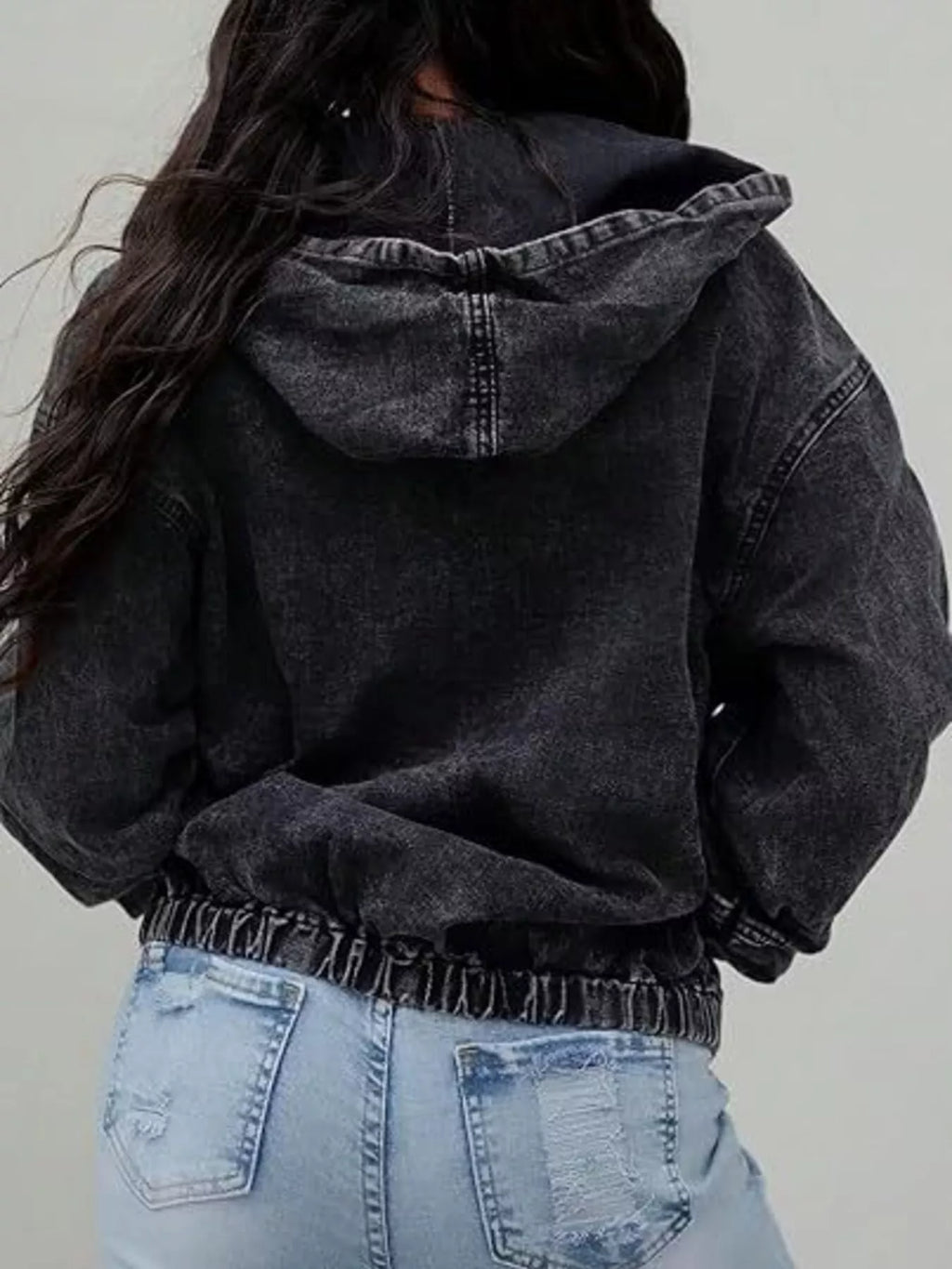 Vintage Washed Zip Up Hooded Denim Jacket (3)