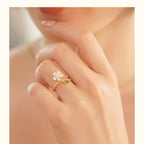 Can Rotate Crystal Cherry Blossom Ring photo 4
