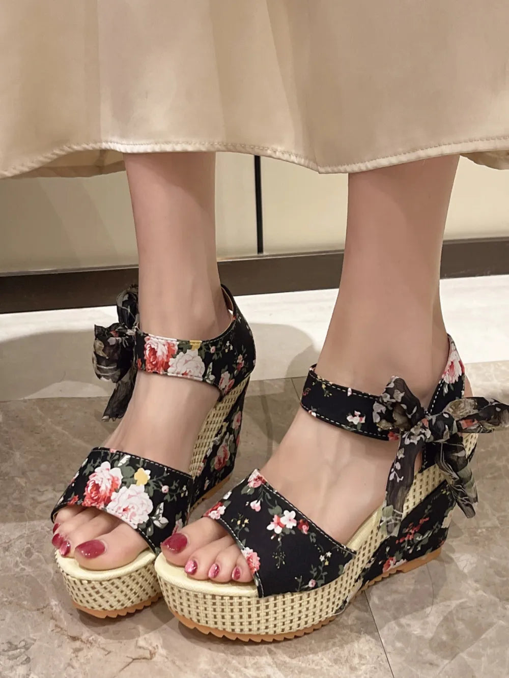 Floral Tied High Heel Sandals (2)