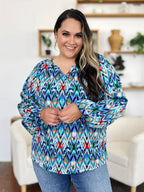 Full Size Printed Balloon Sleeve Blouse (13)