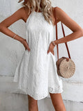 Eyelet Grecian Neck Mini Dress (4)