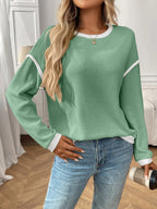 Ribbed Contrast Trim Long Sleeve Top (23)