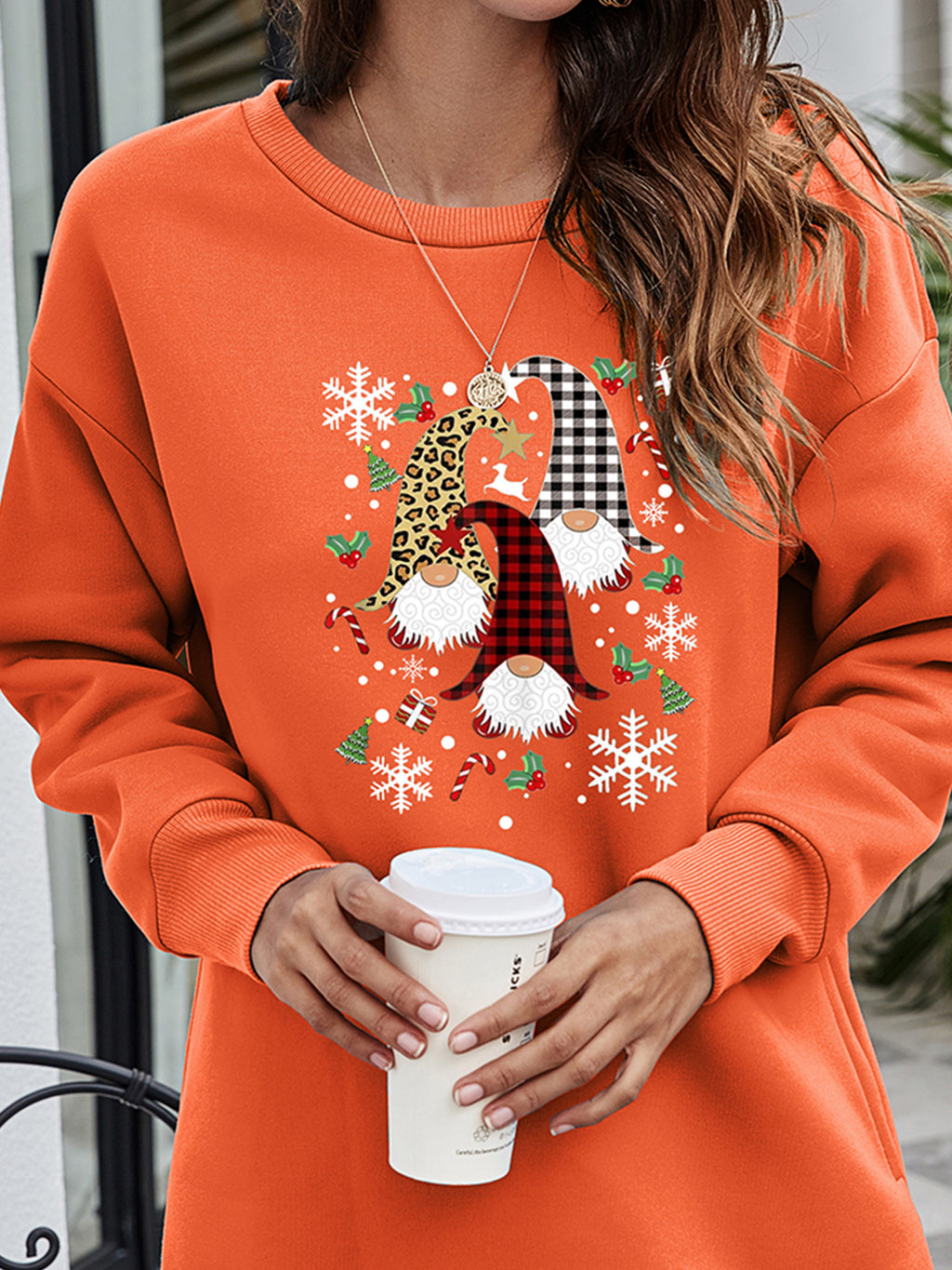 Graphic Round Neck Dropped Shoulder Sweatshirt (9)