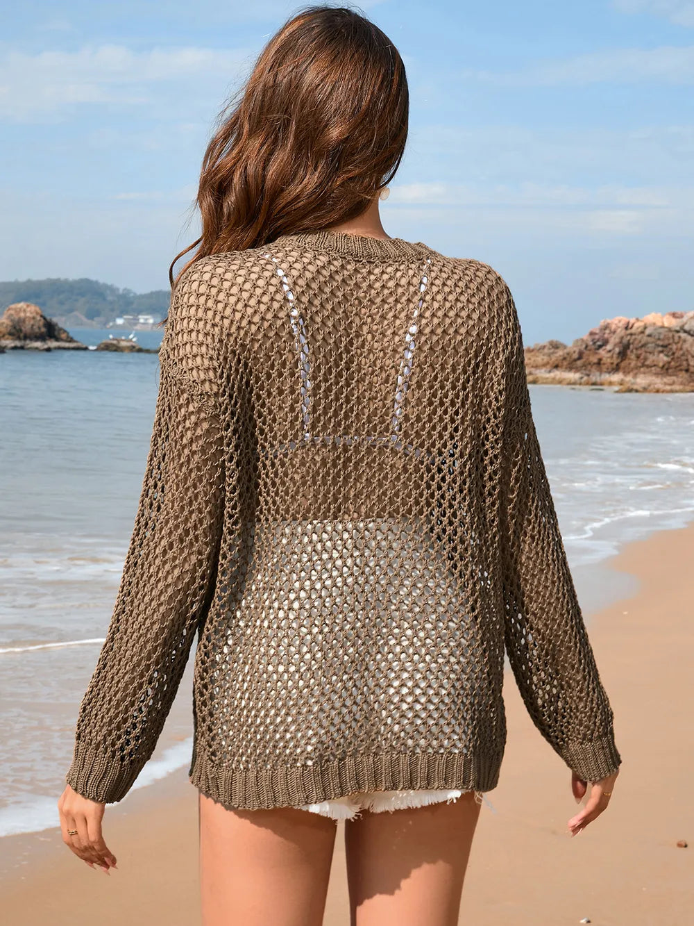 Heart Openwork Long Sleeve Cover-up (7)