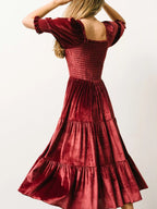 Velvet Smocked Tiered Midi Dress (15)