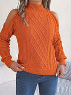 Cold-shoulder Cable Knit Sweater (4)