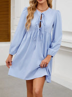 Tie Front Long Sleeve Mini Dress (5)