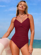Ruched Twist Front One-piece Swimsuit (17)
