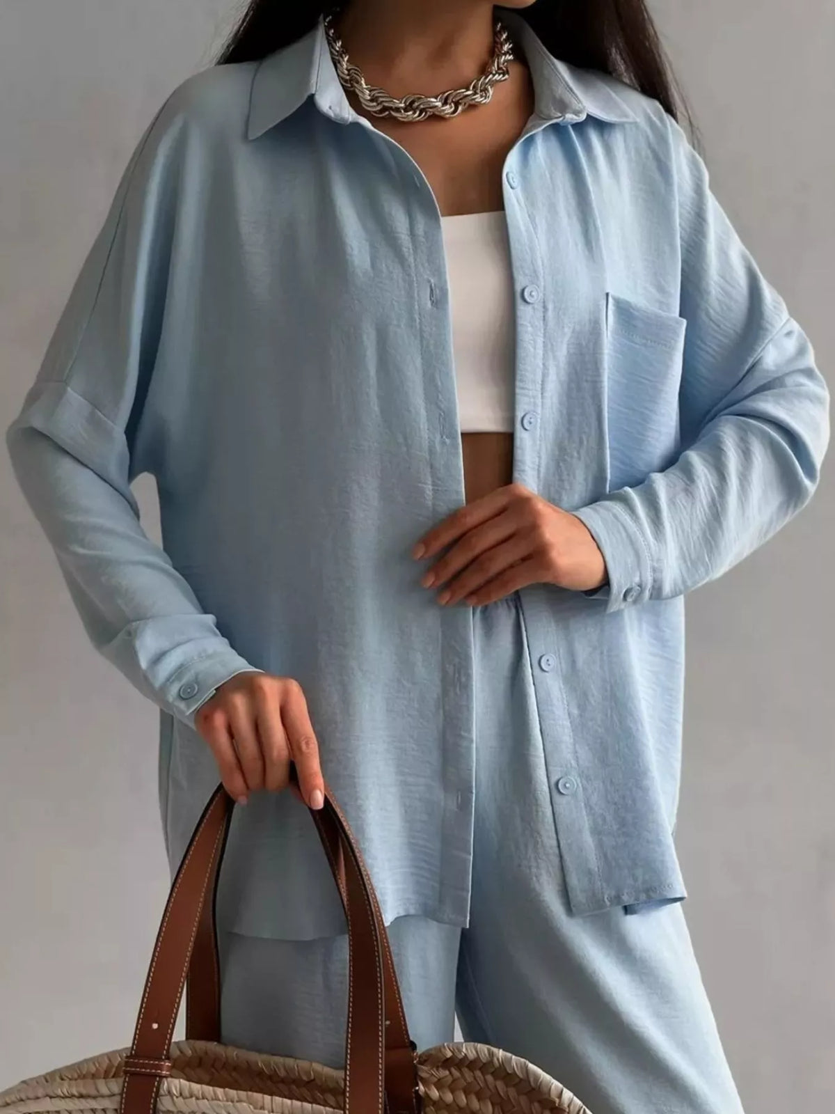 Button Down Shirt Pants Set (2)