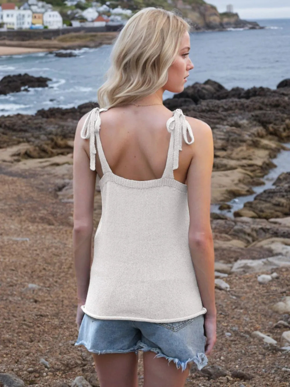 Tie Shoulder V-neck Sweater Vest (9)