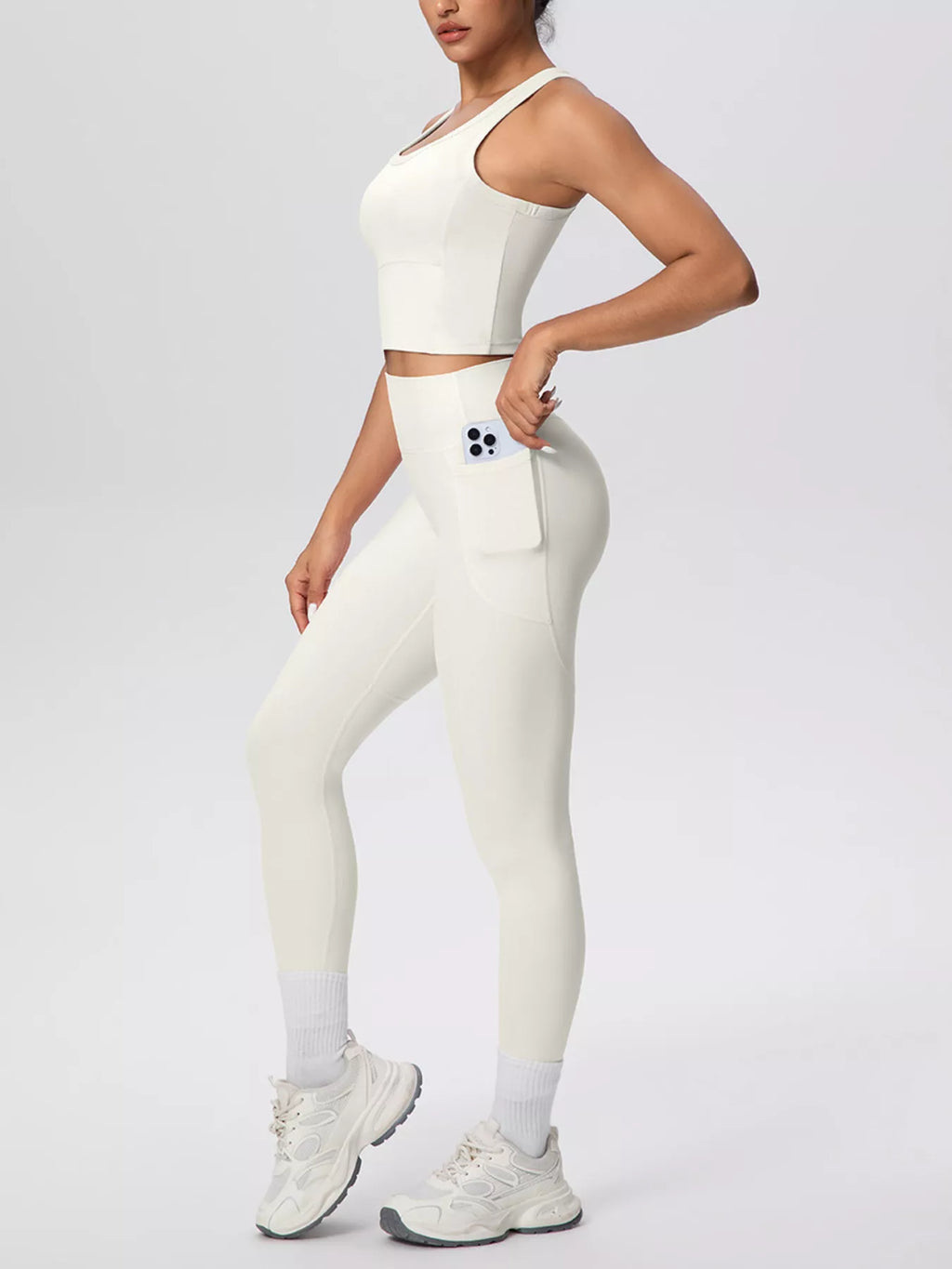 Scoop Neck Tank High-waisted Leggings Active Set (22)