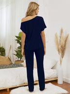 Boat Neck Top Pants Lounge Set (15)