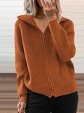 Full Size Ribbed Knit Zip-up Outerwear Plus