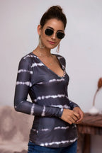 Tie-dye Plunge Long Sleeve Top (14)