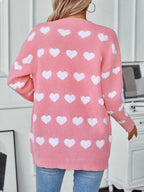 Heart V-neck Button Up Long Sleeve Cardigan (5)