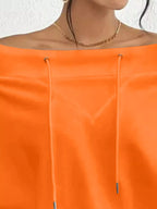 Full Size Off-shoulder Drawstring Long Sleeve Top Plus (20)