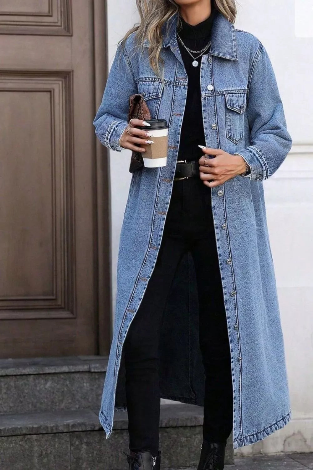 Longline Button-front Denim Jacket (2)