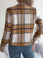 Plaid Open Front Long Sleeve Jacket (9)
