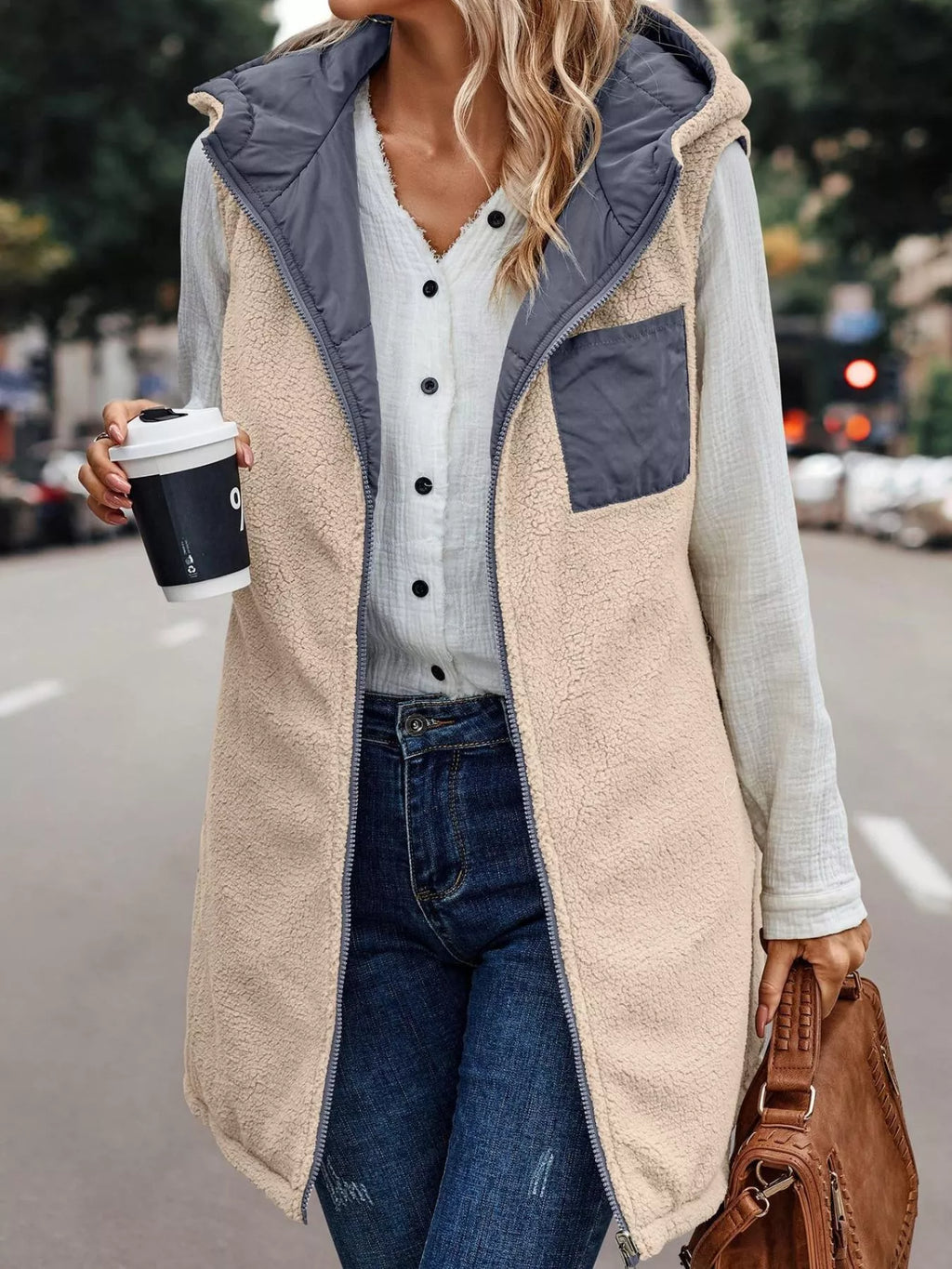 Full Size Hooded Sherpa-lined Puffer Vest Coat Plus (4)