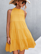 Tie Back Mock Neck Tiered Dress (3)