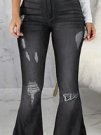 Full Size Distressed Raw Hem Flare Jeans Plus (9)