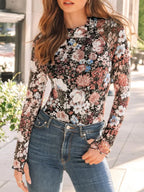 Floral Mock Neck Long Sleeve T-shirt (4)