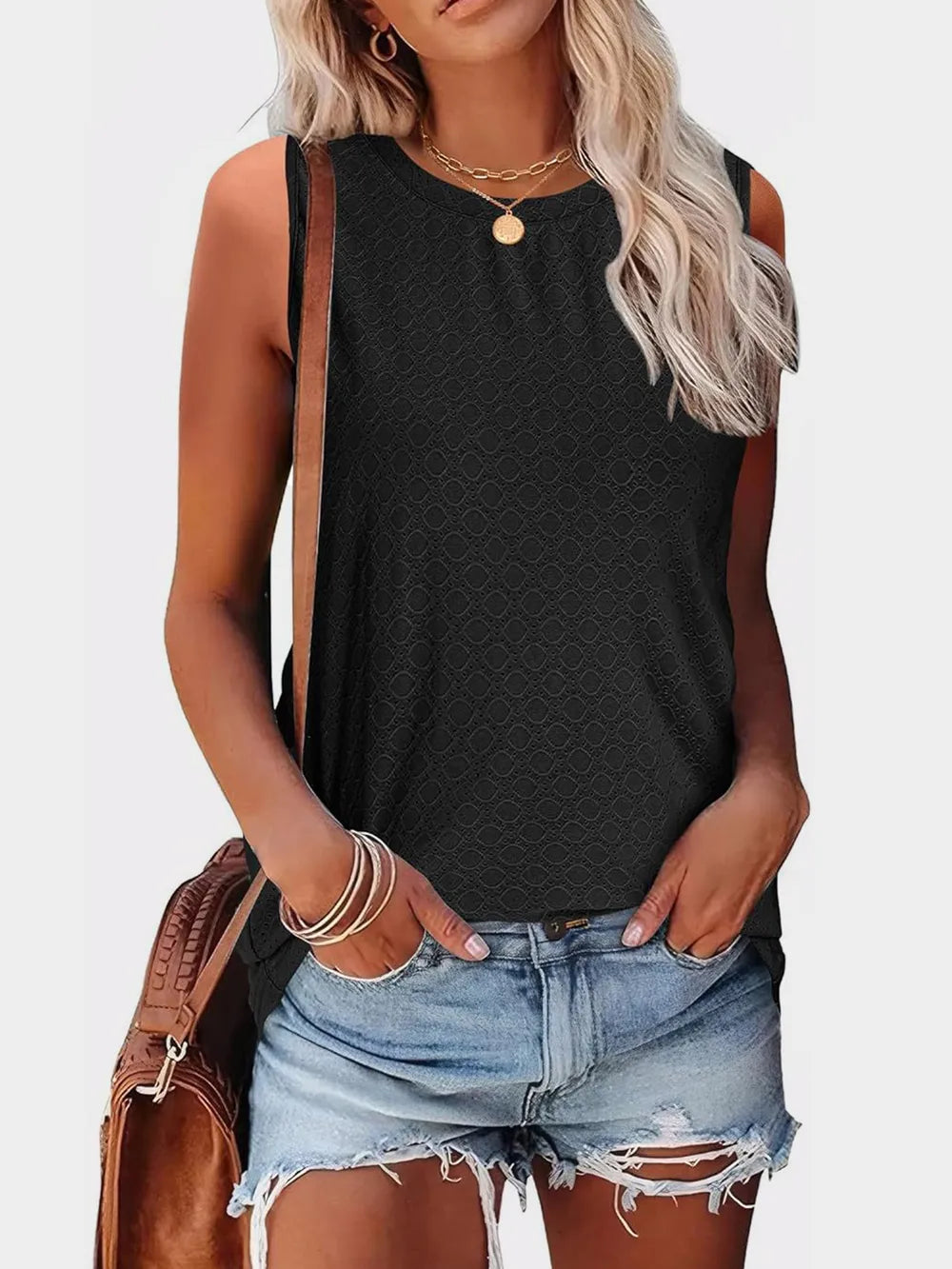 Eyelet Round Neck Tank (18)