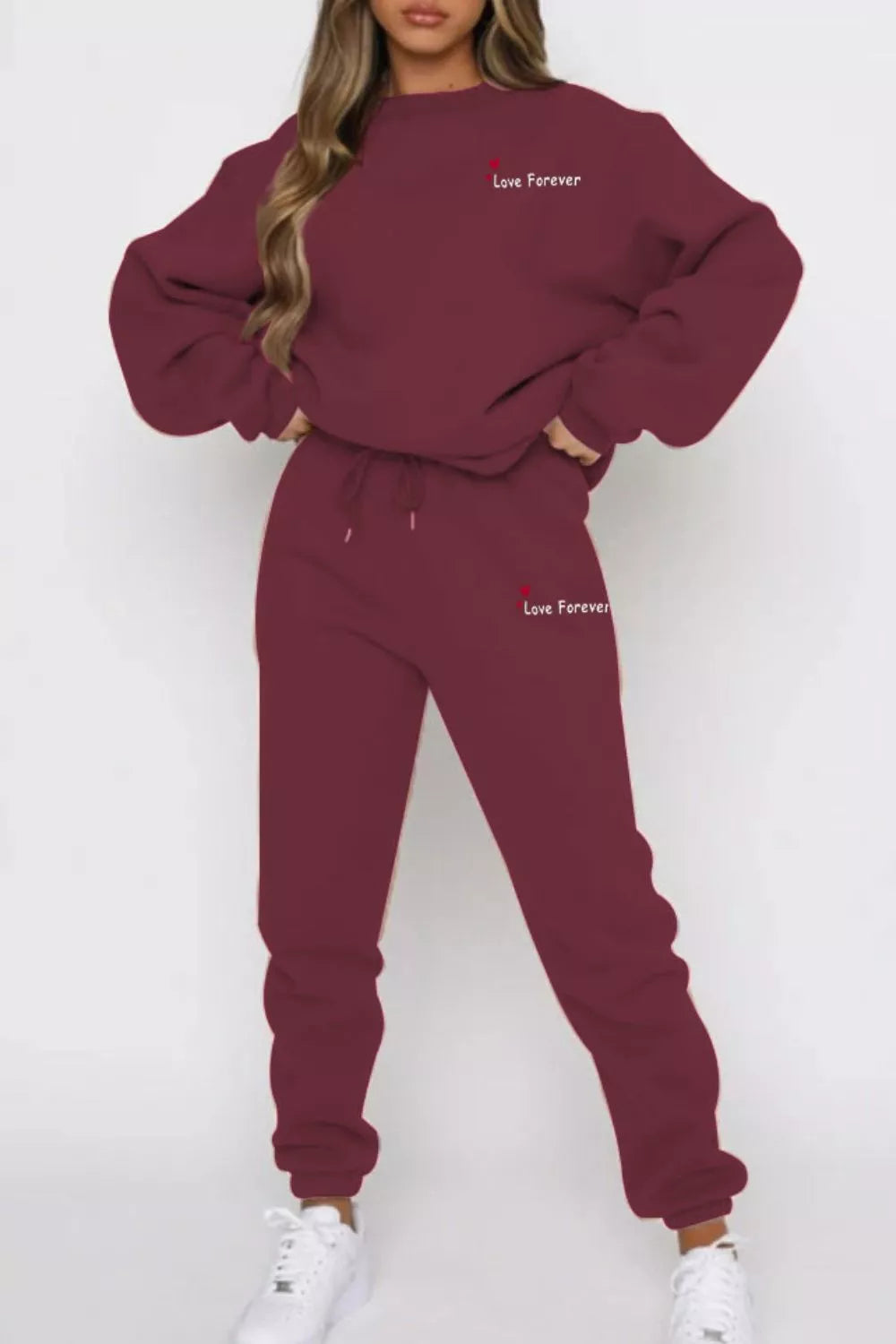 Round Neck Sweatshirt Joggers Set (32)