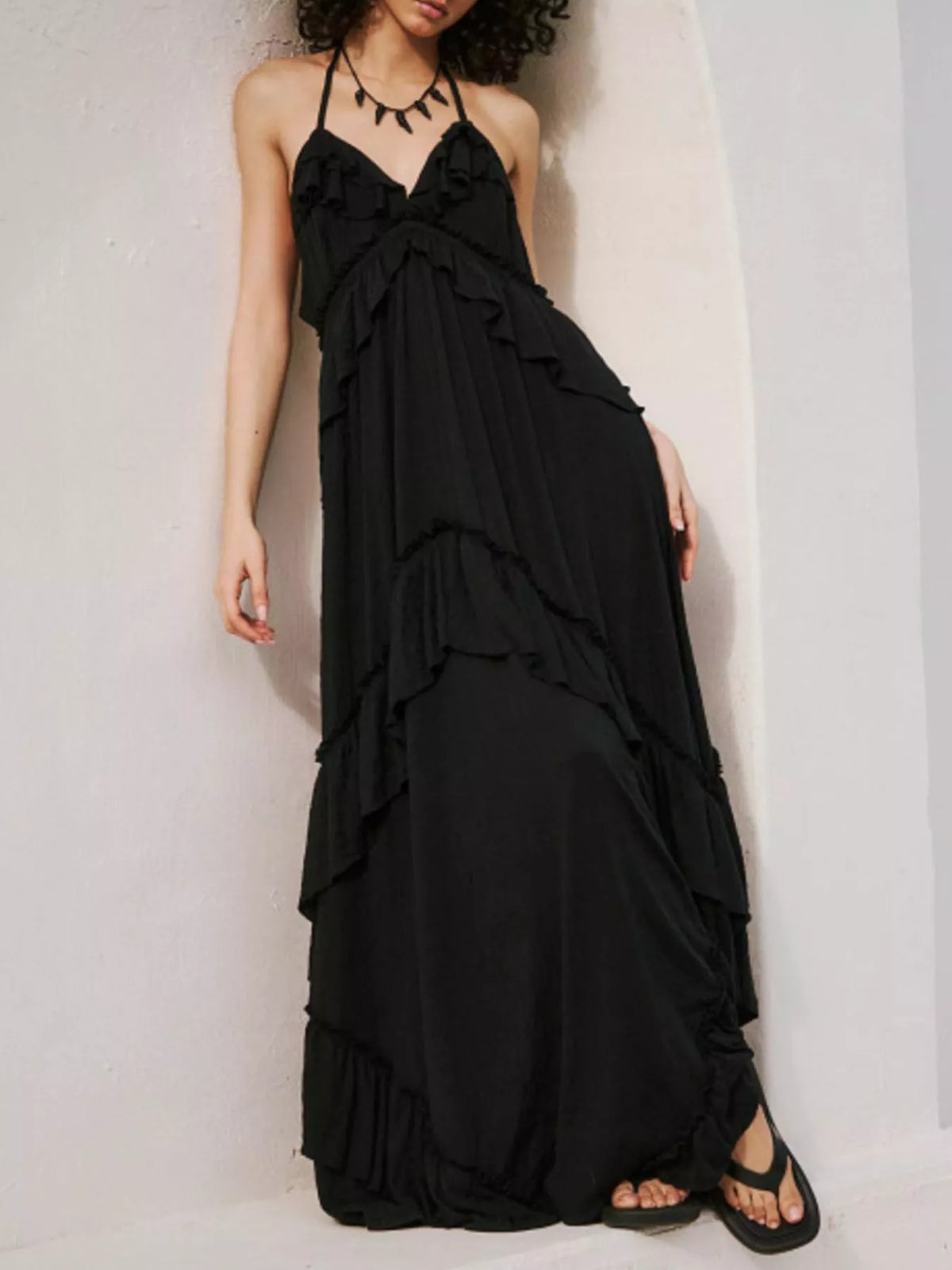 Ruffled Halter Neck Maxi Dress (11)