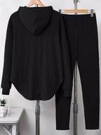 Textured Long Sleeve Hoodie Pants Set (2)