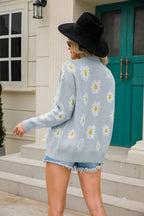 Daisy Pattern Button Front Cardigan (5)