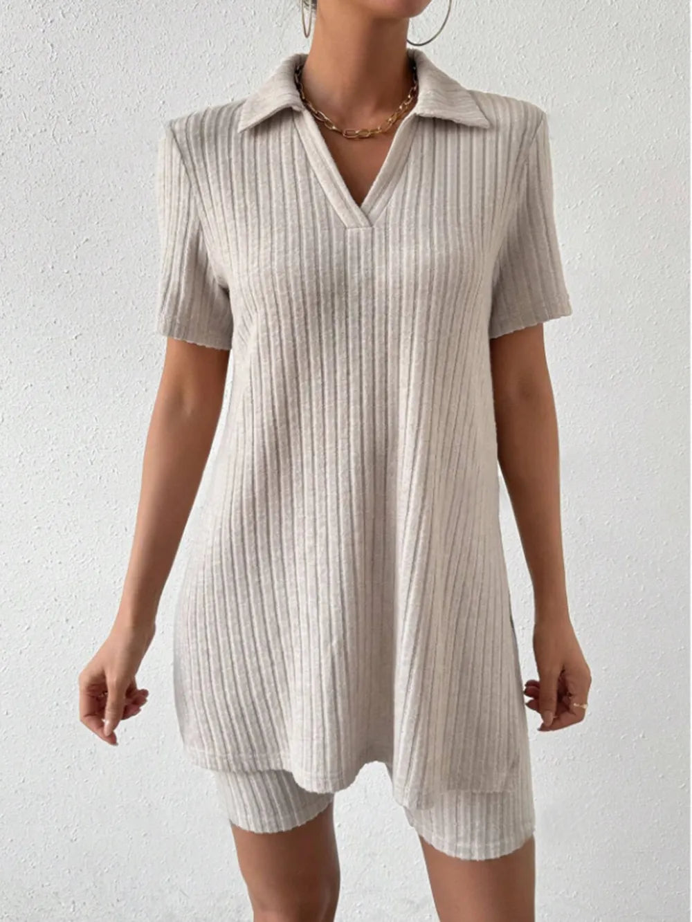 Johnny Collar Short Sleeve Top Shorts Set (4)