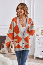 Geometric Lantern Sleeve Cardigan Pockets (11)