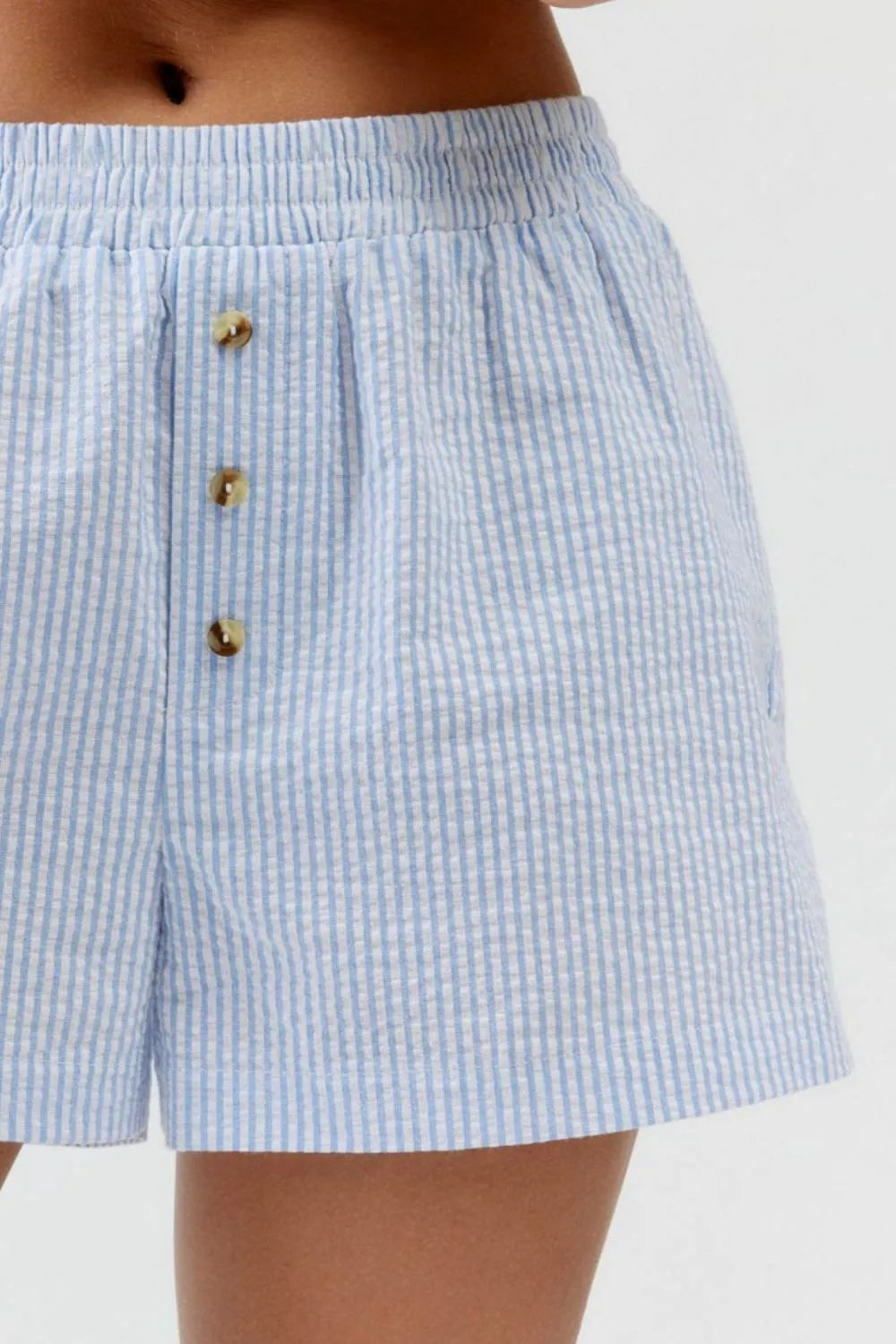 Striped Elastic Waist Shorts (2)