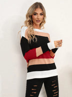Striped Round Neck Dropped Shoulder Sweater (9)