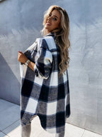 Plaid Collared Neck Longline Shirt (10)