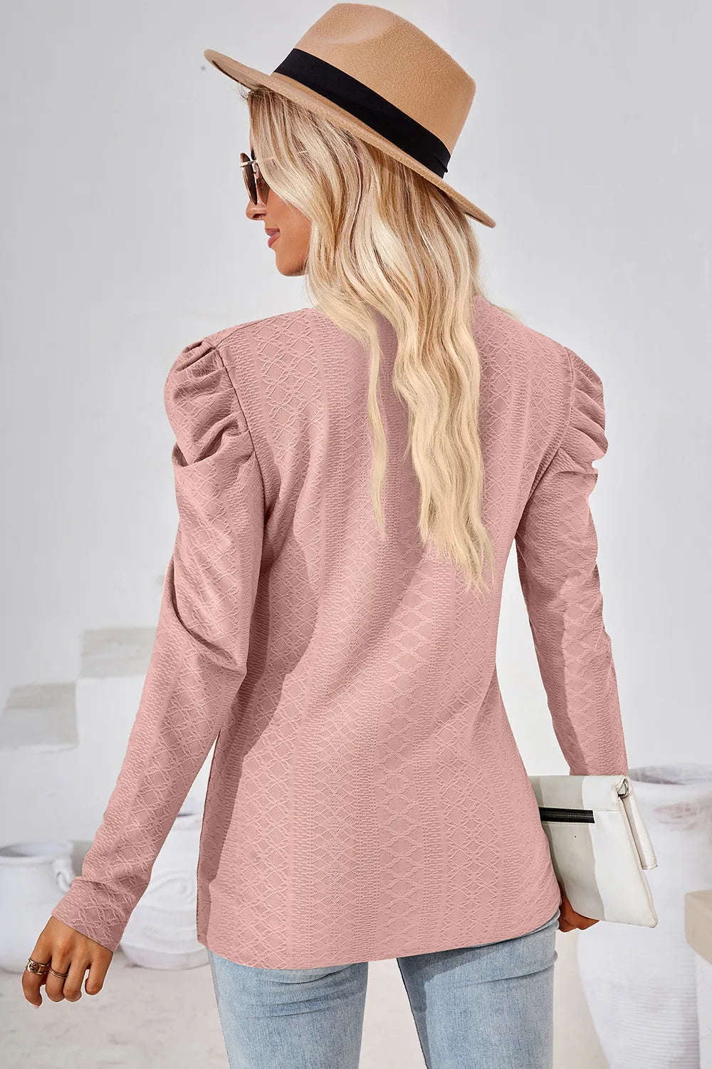 Round Neck Puff Sleeve Blouse (18)