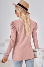Round Neck Puff Sleeve Blouse (18)