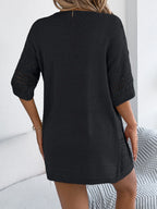 Openwork Open Front Half Sleeve Cardigan (4)