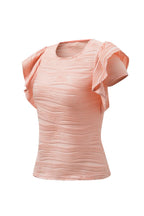 Textured Round Neck Cap Sleeve Top (26)