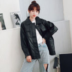 Motorcycle Leather Jacket Mid-length Windbreaker Pu photo 4