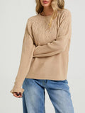 Pointelle Knit Round Neck Sweater (3)
