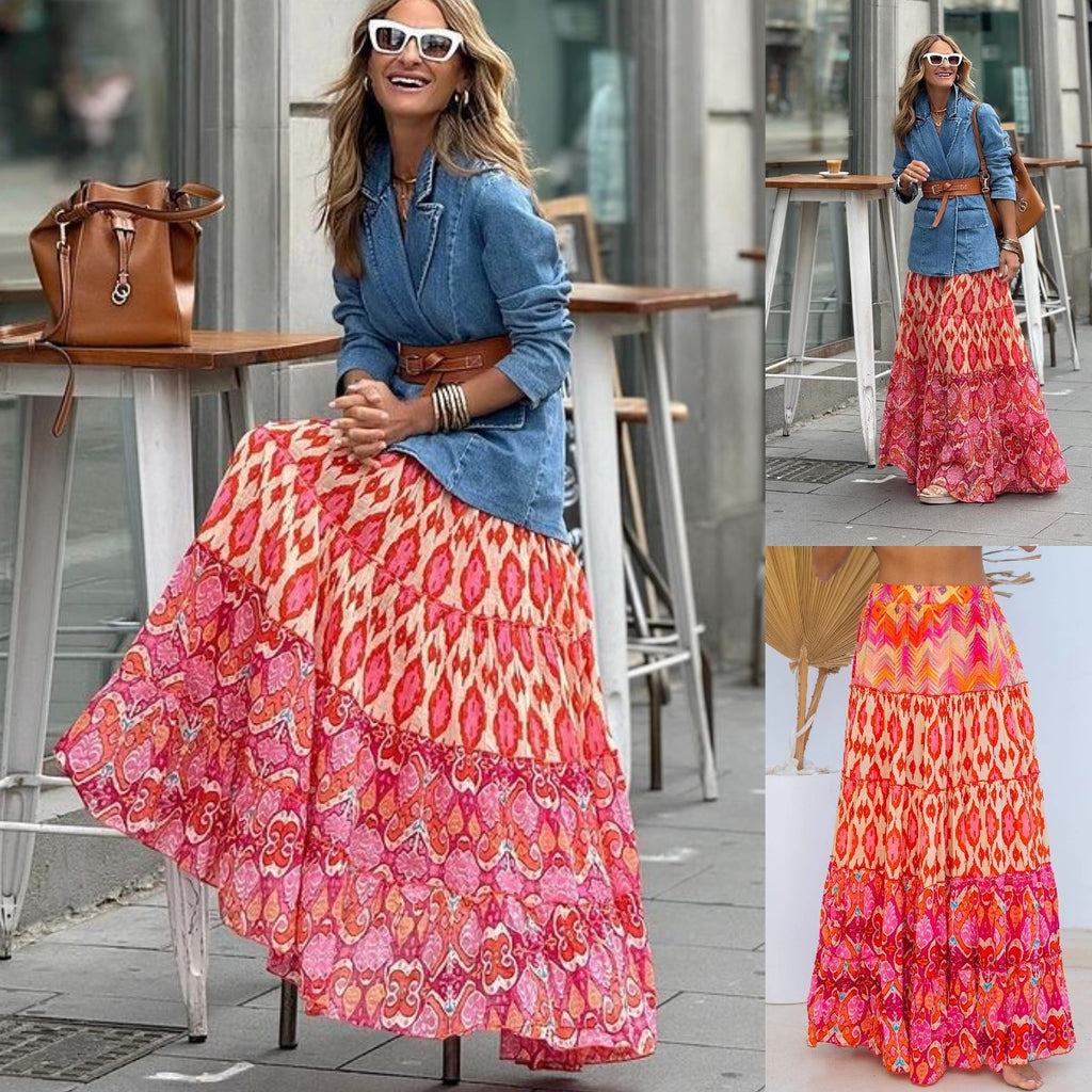 Printed Ruffled Maxi Skirt photo 3