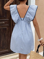 Striped Ruffle Sleeve Mini Dress (6)