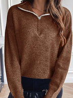 Half Zip Dropped Shoulder Sweater (11)